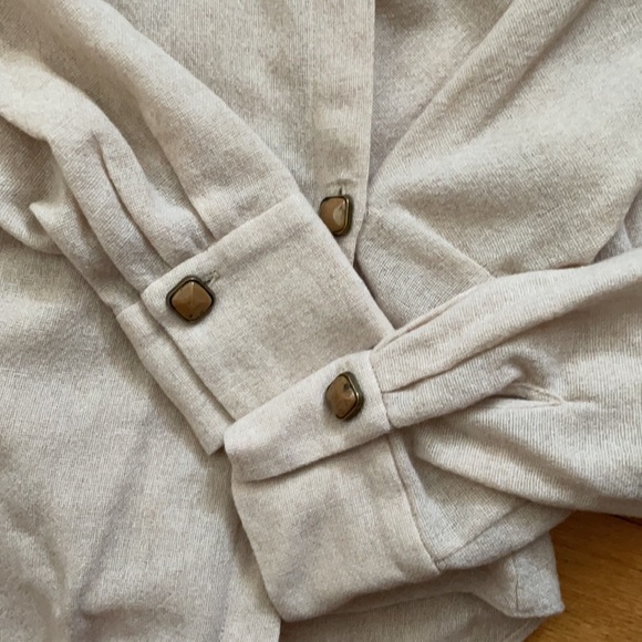 Zara Double Breasted Button Shirt Cream - Picture 8 of 8